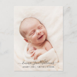 Niedliches und elegantes Foto zur Geburtshilfe Pos Ankündigungspostkarte