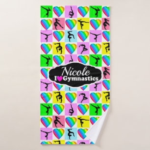 NIEDLICHES UND FARBENES GYMNAST-MÄDCHEN-DESIGN BADEHANDTUCH