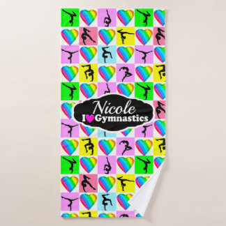 NIEDLICHES UND FARBENES GYMNAST-MÄDCHEN-DESIGN BADEHANDTUCH