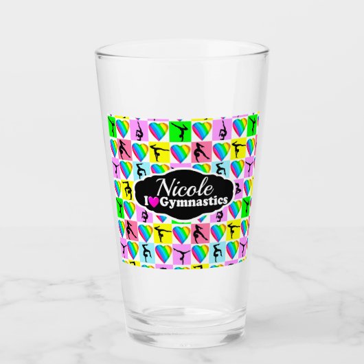 NIEDLICHES UND FARBENES GYMNAST-MÄDCHEN-DESIGN GLAS (Vorderseite)