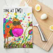 Niedliches und farbenfrohes Küchentuch (Viertel Falte)