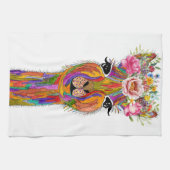 Niedliches und farbenfrohes Lama Floral Kitchtuch Geschirrtuch (Horizontal)