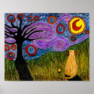 Niedliches und farbiges Dog Poster - 10" x 8"