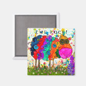 Niedliches und farbiges Ewe Rock Sheep Magnet (Vorderseite/Rückseite)