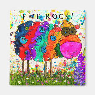 Niedliches und farbiges Ewe Rock Sheep Magnet