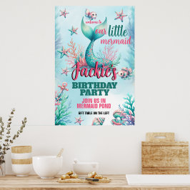 Niedliches und farbiges Meerjunggebäck Poster