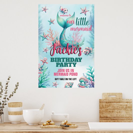 Niedliches und farbiges Meerjunggebäck Poster (Küche)