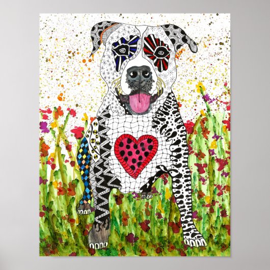 Niedliches und farbiges Pit Bull Poster - 11x14" (Vorne)