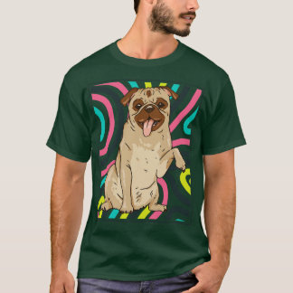 Niedliches und farbiges Portrait eines Mops T-Shirt