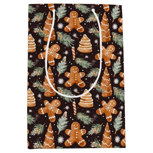 Niedliches und festes Lebkuchen Weihnachten Mittlere Geschenktüte (Vorderseite)