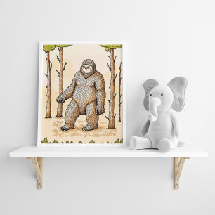 Niedliches und gemütliches Boho-Bigfoot-Poster Poster