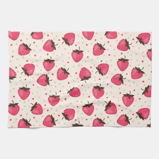 Niedliches und Girly rosa Erdbeermuster Geschirrtuch (Horizontal)