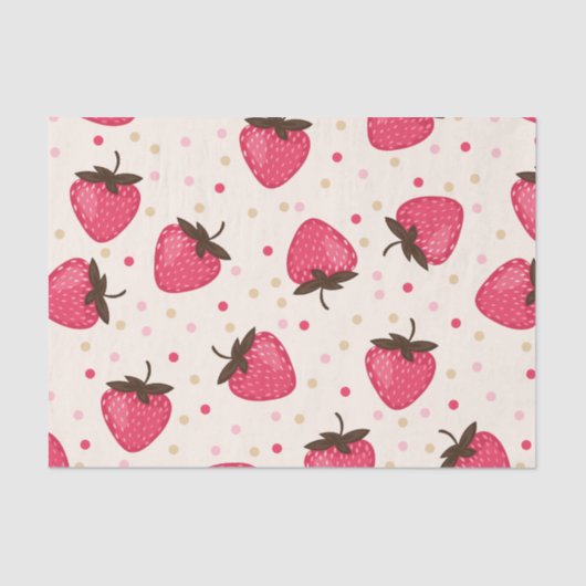 Niedliches und Girly rosa Erdbeermuster Seidenpapier (Vorderseite)
