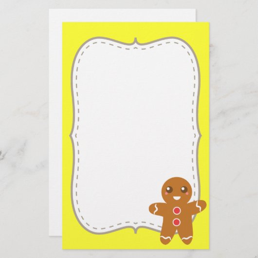 Niedliches und glückliches Weihnachtslebkuchenmann Briefpapier (Vorne/Hinten)
