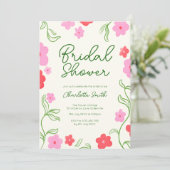 Niedliches und helles Blumengarten Brautparty Einladung (Stehend Vorderseite)