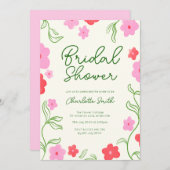 Niedliches und helles Blumengarten Brautparty Einladung (Vorne/Hinten)