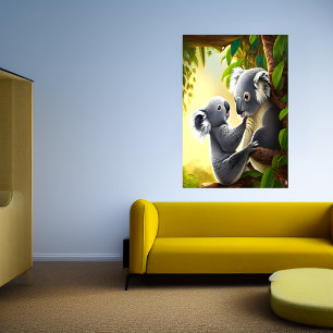 Niedliches und liebliches Koala und Kind   AI Art  Poster