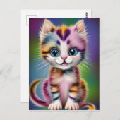 Niedliches und liebliches Lächeln Stripte Kitten Postkarte (Vorne/Hinten)