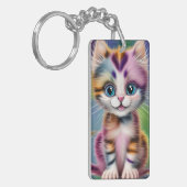 Niedliches und liebliches Lächeln Stripte Kitten Schlüsselanhänger (Vorderseite links)
