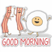 Niedliches und lustiges Bacon und Ei Guten Morgen Aufkleber (Vorderseite)