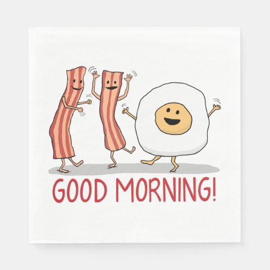 Niedliches und lustiges Bacon und Ei Guten Morgen Serviette (Vorderseite)