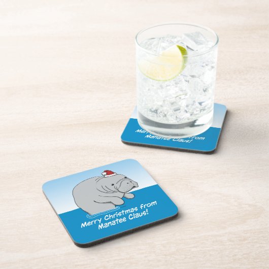 Niedliches und lustiges Manatee Claus Getränkeuntersetzer (Rechte Seite)