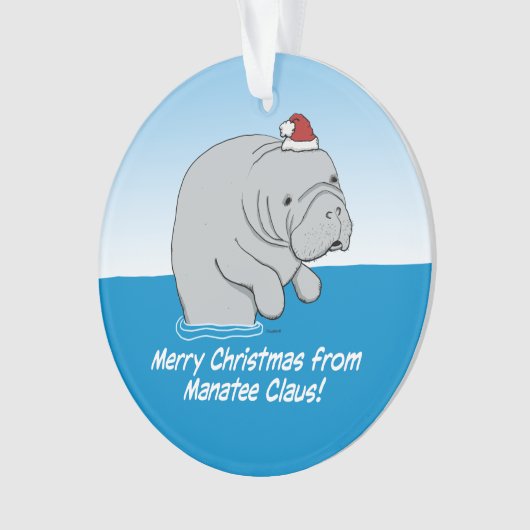 Niedliches und lustiges Manatee Claus Ornament (Vorderseite)
