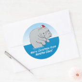 Niedliches und lustiges Manatee Claus Runder Aufkleber (Umschlag)