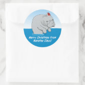 Niedliches und lustiges Manatee Claus Runder Aufkleber (Tasche)