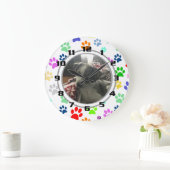 Niedliches und lustiges Pet-Muster - Ihr Pat-Bild Große Wanduhr (Zuhause)