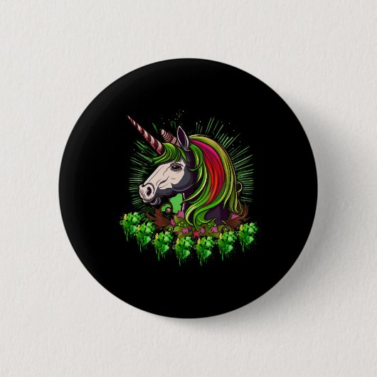 Niedliches und lustiges St Patrick's Day Einhornde Button (Vorderseite)
