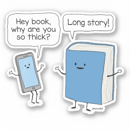 Niedliches und lustiges Telefon und dick Book Long Aufkleber (Vorderseite)