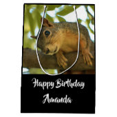 Niedliches und merkwürdiges Eichhörnchen Natur Fot Mittlere Geschenktüte (Rückseite)
