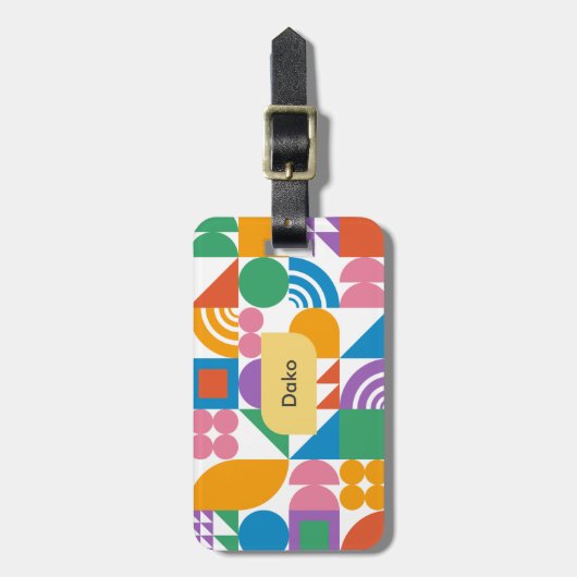 Niedliches und modernes geometrisches Monogramm Gepäckanhänger (Vorderseite vertikal)