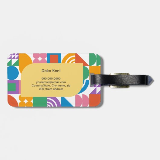 Niedliches und modernes geometrisches Monogramm Gepäckanhänger (Rückseite horizontal)