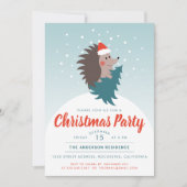 Niedliches und modernes Igel Weihnachts-Party Einladung (Vorderseite)