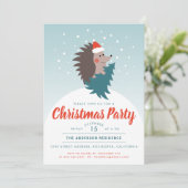 Niedliches und modernes Igel Weihnachts-Party Einladung (Stehend Vorderseite)