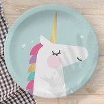 Niedliches und modernes Rainbow Unicorn Pappteller<br><div class="desc">Abrufbar unter: http://www.zazzle.com/selectpartysupplies</div>