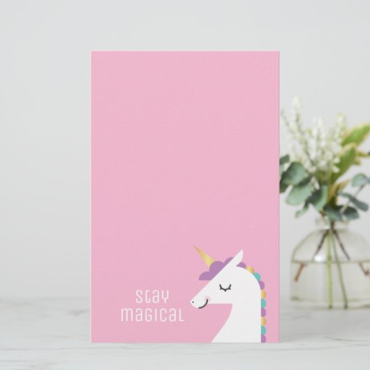 Niedliches und modernes Regenbogen Unicorn Briefpapier (Stehend Vorderseite)