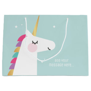 Niedliches und modernes Regenbogen Unicorn Große Geschenktüte