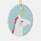 Niedliches und modernes Regenbogen Unicorn Keramik Ornament (Rechts)