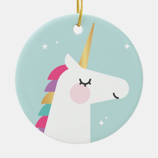 Niedliches und modernes Regenbogen Unicorn Keramik Ornament (Vorne)