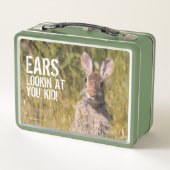 Niedliches und neugieriges Ostküstenkaninchen Metall Brotdose (Rückseite)