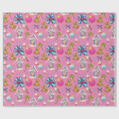 Niedliches und schönes rosa Weihnachtsmuster Geschenkpapier (Flach)