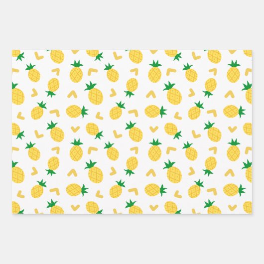 Niedliches und sonniges Ananas-Muster Geschenkpapier Set (Vorderseite)