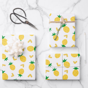 Niedliches und sonniges Ananas-Muster Geschenkpapier Set