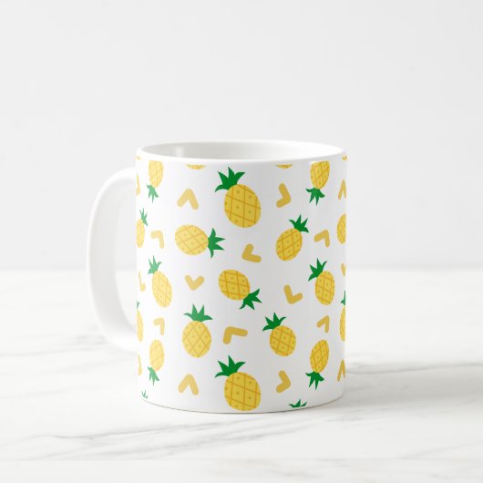 Niedliches und sonniges Ananas-Muster Kaffeetasse (Vorderseite Links)