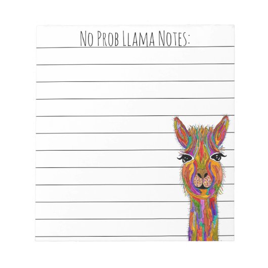 Niedliches und sonniges No Prob Llama Llama Notepa Notizblock (Vorderseite)