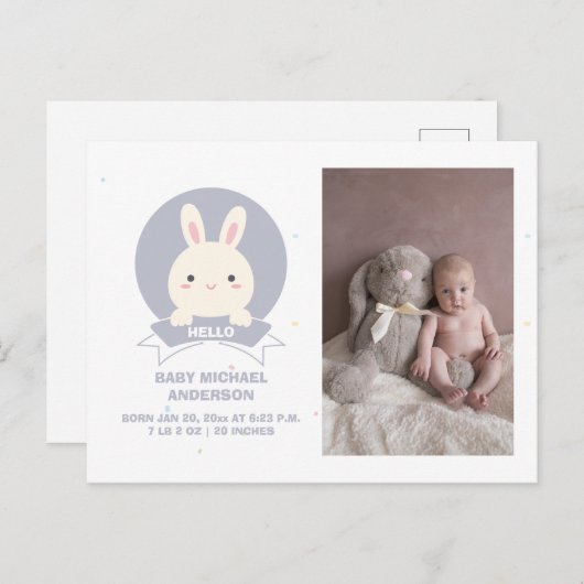 Niedliches und sonniges schlichtes Elegant Baby Fo Ankündigungspostkarte (Vorne/Hinten)