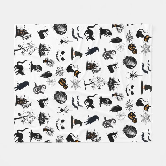 Niedliches und Spooky Halloween Fleecedecke (Vorderseite (Horizontal))